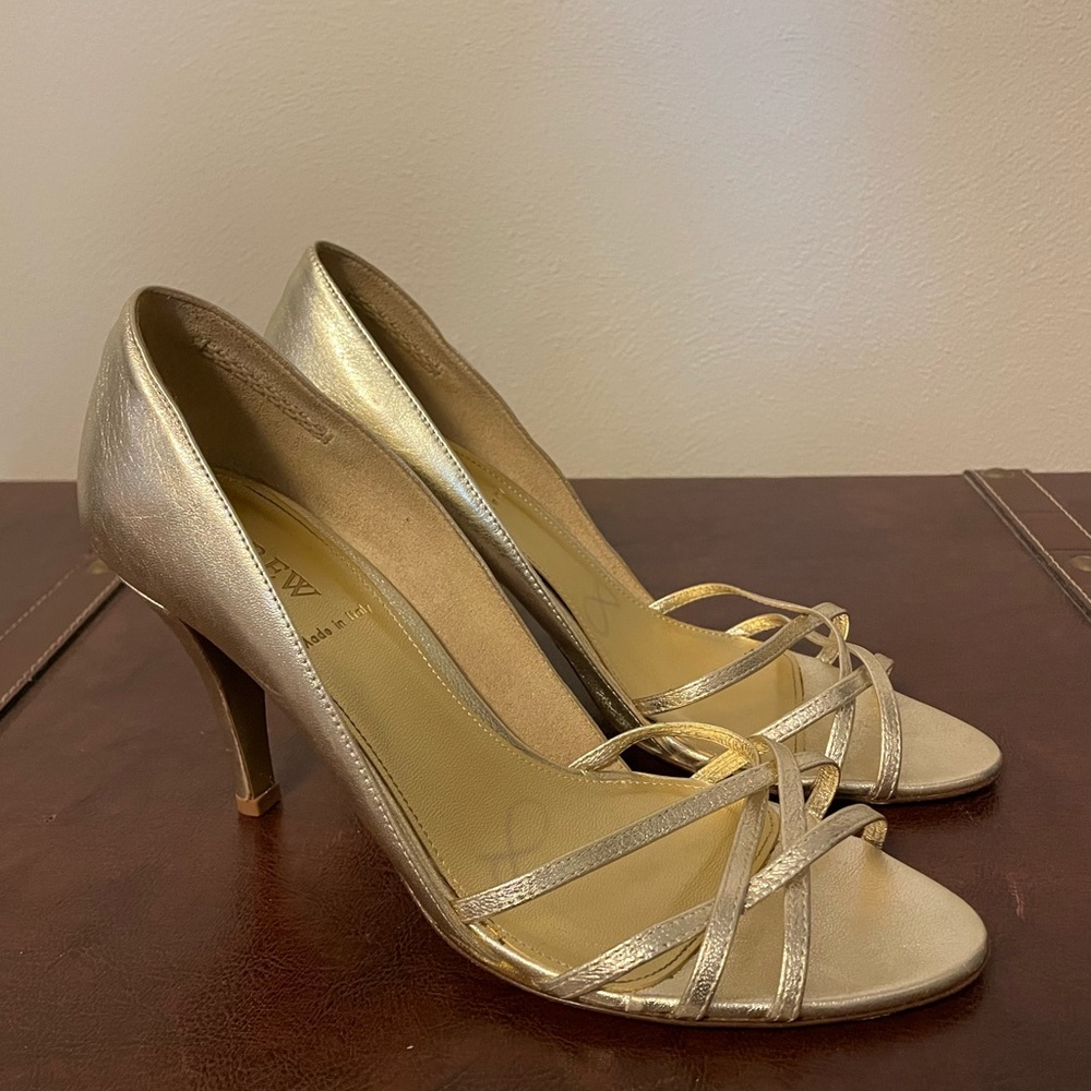 JCrew gold leather heels